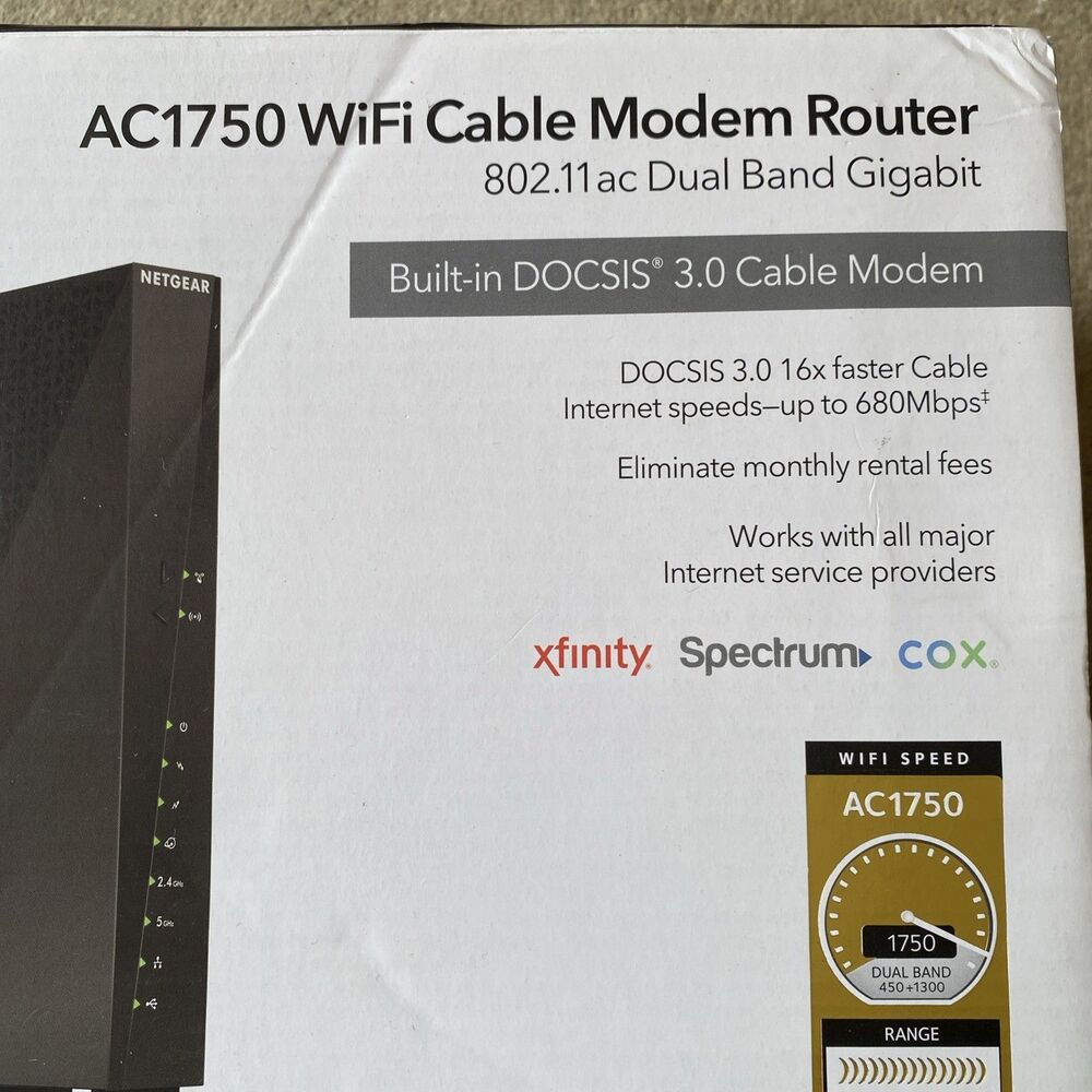 NETGEAR AC1750 WiFi Cable Modem Router C6300 | DOCSIS 3.0 Xfinity Spectrum Cox - Picture 2 of 5